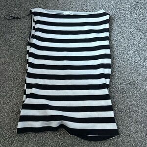 Zara Black and White Striped Pencil Skirt